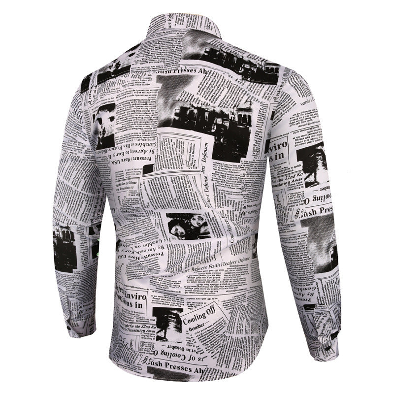 Trendy Fashion Hollow Printed Men's Long Sleeve Shirt
