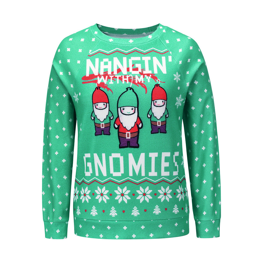 New Christmas Printing Fashion Long Sleeve Large Women''s Casual Top Sweater Coat